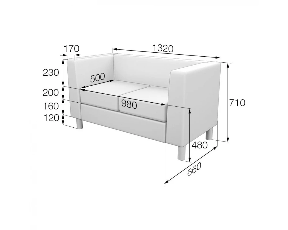 Диван 2-местный Dm2-2 Домино MVK